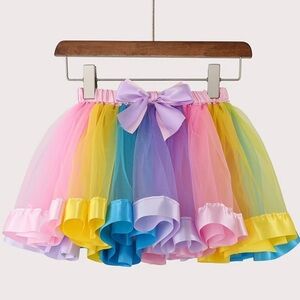 NWT Kids Colorful Tulle Tutu Skirt with Satin Bow